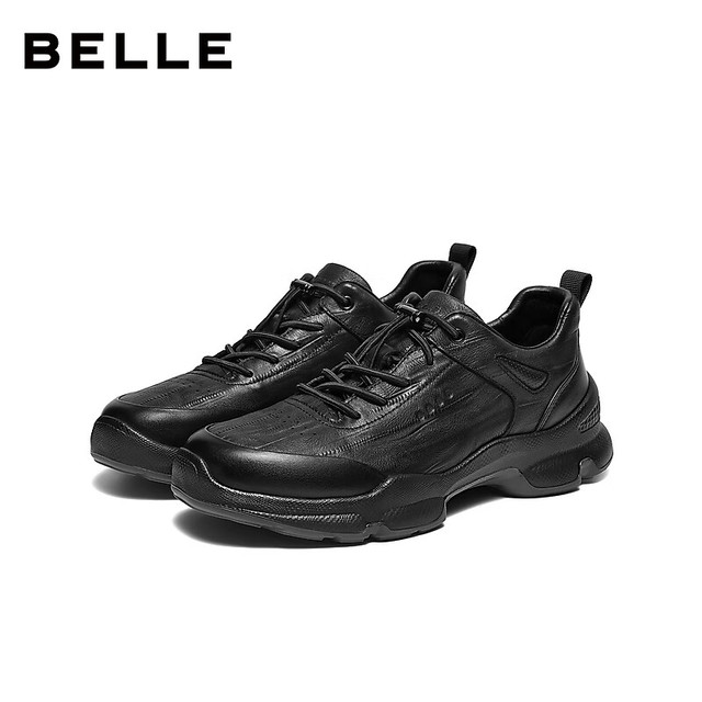 PLUS会员：百丽 高端全真皮厚底增高健步鞋9AE01AM6