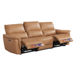 今日必买：芝华仕 头等舱贵族现代简约真皮沙发电动功能零靠墙芝华士30653卡其2.28m 三人位双电动卡其色