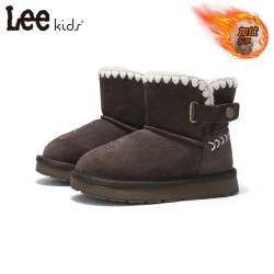 LEE KIDS 童鞋 冬季新款儿童雪地靴 户外休闲鞋 咖啡色
