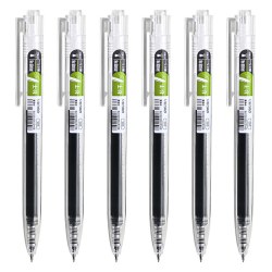 得力 秒干按动中性笔学生刷题笔ST笔头黑笔速干顺滑按动笔水笔速干笔碳素签字笔简约透明笔杆0.5