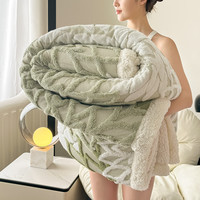  J.H.longess/布之美 阳离子提花 盖毯 DB绽放-浅绿