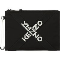 KENZO/凯卓 FA65PM222F21 99 Logo图案织带饰 男女通用款手拿包 黑色