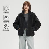 BADGLEY MISCHKA 秋冬双面穿绵羊毛外套女可翻面设计宽松显瘦外套皮草