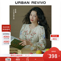 UR UR2026春季女度假风碎花连衣裙UYL750118 米白印花 M