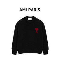 AMI PARIS 冬季新款保暖纯羊毛男女毛衣针织衫UKS838018情人节新年礼物黑L