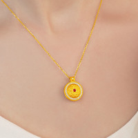 千叶 珠宝莲瑞八宝黄金吊坠足金吊坠项链璀璨莫桑5D工艺情人节礼物 足金红刚玉莫桑钻吊坠 金重约1.82g