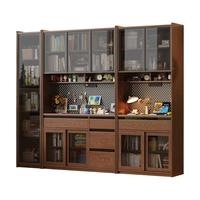  礼奈 大容量收纳 实木书柜+边柜+二门书柜+三门书柜  原木色