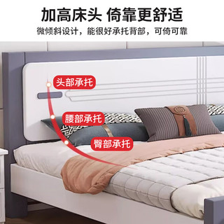  标勋 现代简约 双人床+弹簧床垫 宝马灰床+20CM弹簧床垫 1.2米*2米
