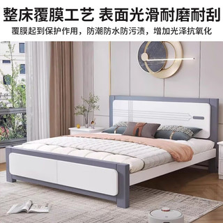  标勋 现代简约 双人床+弹簧床垫 宝马灰床+20CM弹簧床垫 1.2米*2米