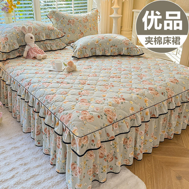 移动端、京东百亿补贴：雅鹿 夹棉床裙床罩1.8x2米加厚床垫保护套