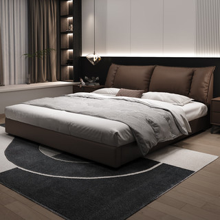  FA SA DI HOUSEHOLD/法莎蒂 牛皮 床+黑金竹炭床垫+单柜+20cm静音排骨架  150*200cm 1.5*2.0m 1.8mm厚头层牛皮单床+黑金竹炭床垫+单柜 【版20cm静音排骨架】1.5*2m框架