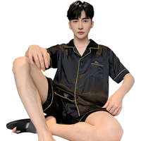 YALU/雅鹿 冰丝 男士睡衣套装 NSLIG-黑色绣字母男双短 XL 175【120-140斤】