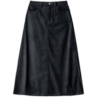  MUJI/無印良品 灯芯绒 女士A字裙 黑色 S (155/62A)