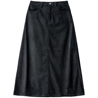 無印良品 MUJI 女式 灯芯绒 A字裙 长半身裙女冬季款裙子 美拉德BE09CC3A 黑色 S (155/62A)