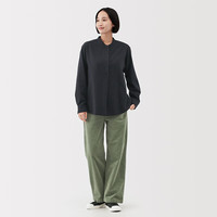  MUJI/無印良品 女士法兰绒立领长袖罩衫