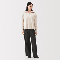 MUJI/無印良品 半拉链设计 女士毛衣 米白色 M (160/84A)