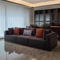 南方家居 新中式实木排沙发黑胡桃木现代简约客厅布艺沙发2025年新款 2点4米沙发白蜡木