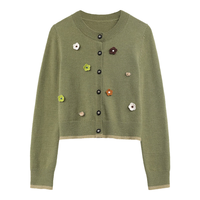  CHIC VEN 复古钩针小花 女士针织开衫