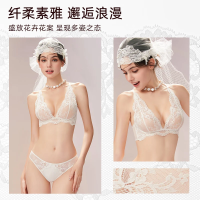 好奇蜜斯 蕾丝性感 女士内衣套装 白茶花 S