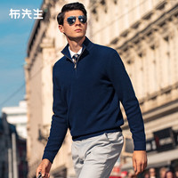 布先生 加厚 男士羊毛衫 黑藏青 L (175)