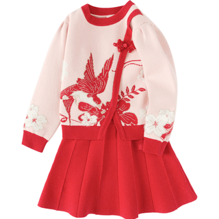  balabala/巴拉巴拉 甜美精致绣花 儿童汉服套装