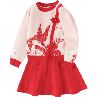  balabala/巴拉巴拉 甜美精致绣花 儿童汉服套装