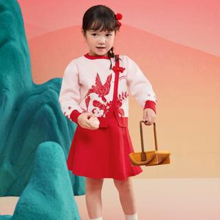  balabala/巴拉巴拉 甜美精致绣花 儿童汉服套装