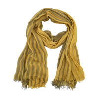  OCE 棉麻粗条纹 女士围巾 棉麻条纹拼接围巾-黄色