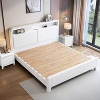 移动端、京东百亿补贴：英格堡 简约实木床100%全实木 原木色单床 1.5*2米