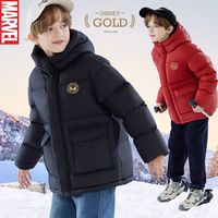 MARVEL 男童黑金羽绒服冬装儿童外套热科技三防保暖面包服滑雪服加厚童装