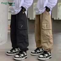 青蛙王子 男童工装裤2025春秋新款中大童洋气直筒裤儿童学生加绒裤