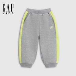 Gap 男幼童2026春季新款logo刺绣侧边条松紧腰束脚裤儿童装861945