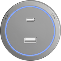 fdd/国际电工 免打孔可移动 轨道插座 USB/Type-C蓝灯适配器 一开三孔 【灰色】USB/Type-C蓝灯适配器