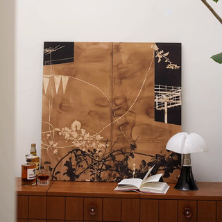  艾格辰 侘寂风文艺复古 装饰画+松木内框架 20*20(画芯+松木内框架，无框)