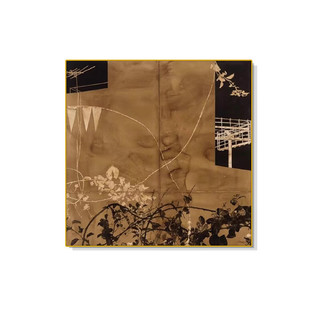  艾格辰 侘寂风文艺复古 装饰画+松木内框架 20*20(画芯+松木内框架，无框)