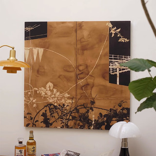  艾格辰 侘寂风文艺复古 装饰画+松木内框架 20*20(画芯+松木内框架，无框)