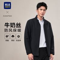 海澜之家 轻商务牛奶丝行政夹克25秋冬新印花立领外套羽绒服可选男