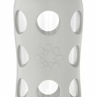 Lifefactory 473ml玻璃水杯 防滑硅胶套 便携翻盖吸水杯 石灰灰