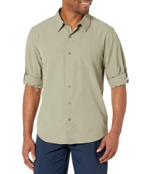 MARMOT 适合成人 男性 纽扣衬衫 aerobora长袖衬衫 有领 长袖 标准版型 Vetiver Large