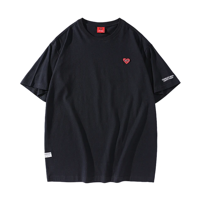  CHARLES JANG'S HAPPY HEART/查尔斯桃心 爱心Logo刺绣 短袖T恤  雾霾蓝 XL