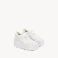 Chloé 【新年穿搭】 NAMA牛皮坡跟运动厚底增高小白鞋松糕鞋 CHC24U02IBD101