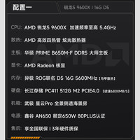 今日必买：AMD 高性能 电竞游戏台式组装电脑主机 9600X+16G+512G丨