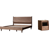 PUSU FURNITURE/朴愫木作 简约轻奢 实木床+和光床头柜 1.8米+和光床头柜常规款丨