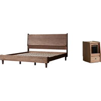  PUSU FURNITURE/朴愫木作 简约轻奢 实木床+床头柜 1.8米+和光床头柜窄款丨