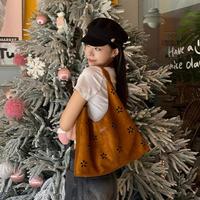 妖精的口袋 女士复古麂皮绒大容量镂空托特包