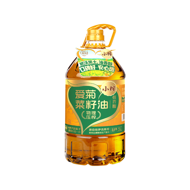 爱菊 小榨低芥酸菜籽油非转基因物理压榨食用油5L