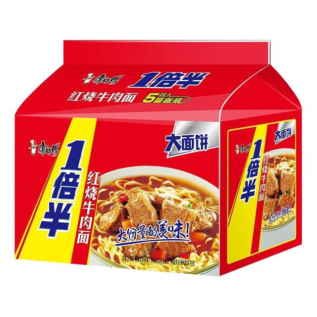 康师傅 方便面  一倍半 红烧牛肉面129g*5包