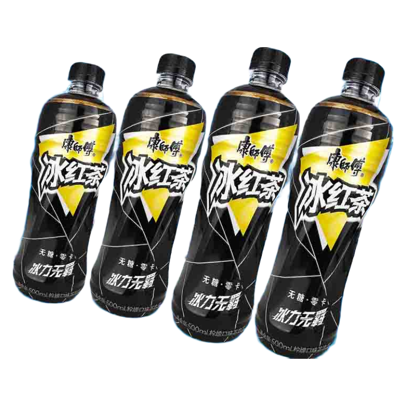 康师傅无糖冰红茶500ml*8瓶柠檬味茶饮料