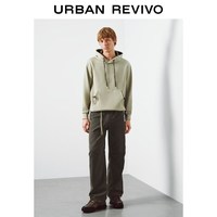  URBAN REVIVO 撞色抽绳绳结连帽 男士卫衣