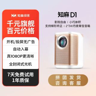 知麻 投影仪知麻D1超高清家用客厅卧室小型家庭影院只能投影机